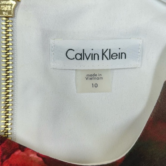 Calvin Klein White and Red Floral Midi Sheath Dress    Sleeveless        Size 10 - Picture 5 of 6